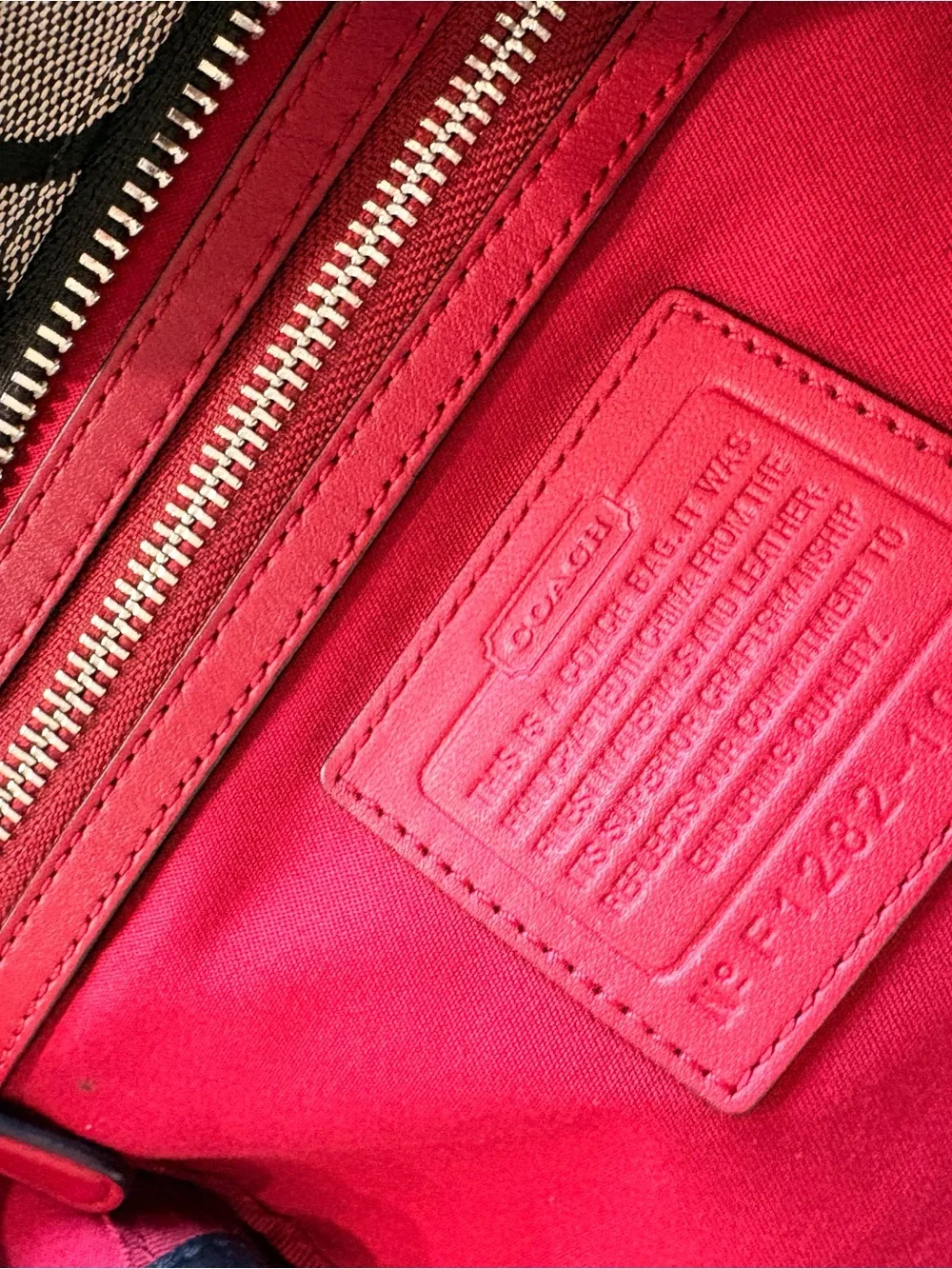 Coach Signature Stripe Tote Bag - Black, White & Red